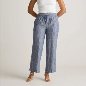 Quince 100% European Linen Wide Leg Pants in Chambray Stripe NWT